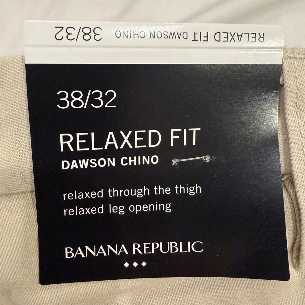 Banana Republic Dawson Chino Pants Mens 38x32 Relaxed Fit Khaki Cotton Ivory